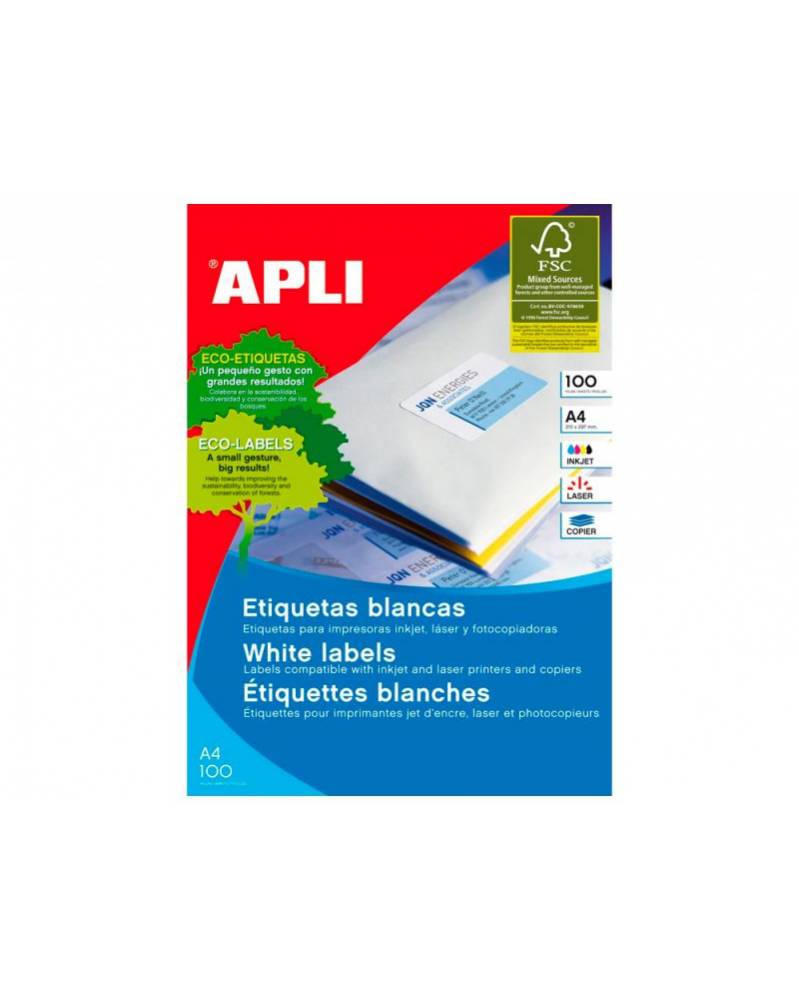 CAJA 200 ETIQUETAS CANTOS RECTOS DEQUA 210X148MM