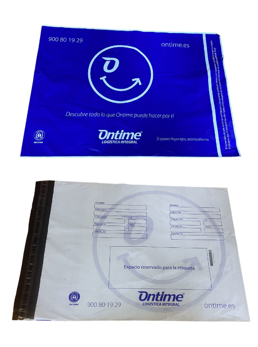 BOLSA ONTIME GRANDE TAMAÑO 450X600+40 RECICLADO 100% 55MY 100 UDS PAQ