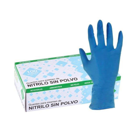 GUANTE NITRILO AZUL SIN POLVO T-S PACK 100Ud