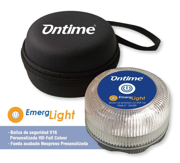 BOLSA NEOPRENO Y LUZ DE EMERGENCIA CON LOGO ONTIME
