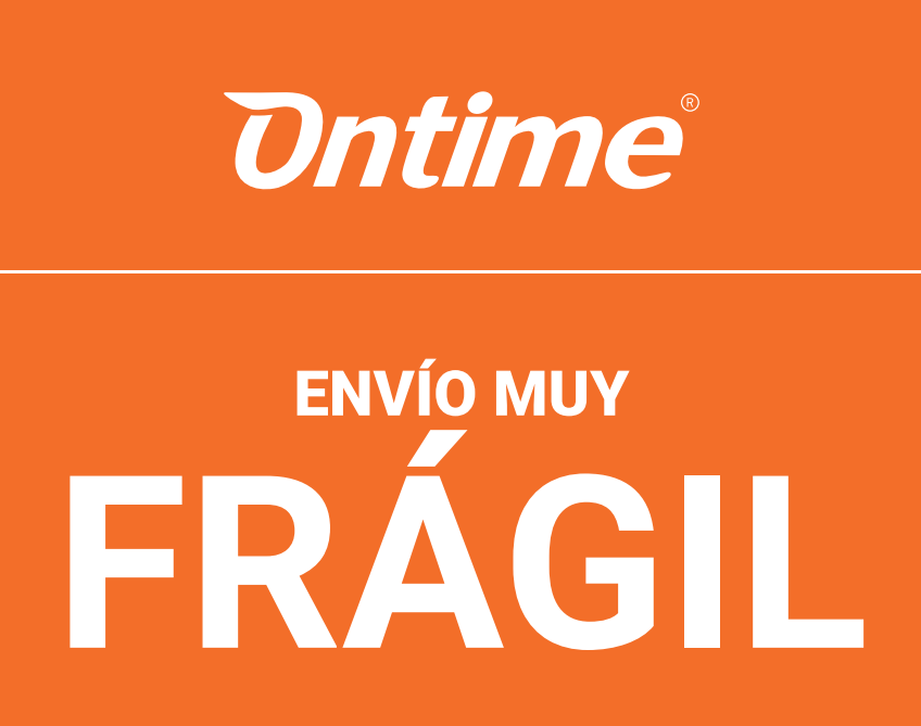 ETIQUETA FRAGIL CON LOGO ONTIME 148x80MM 200 UDS