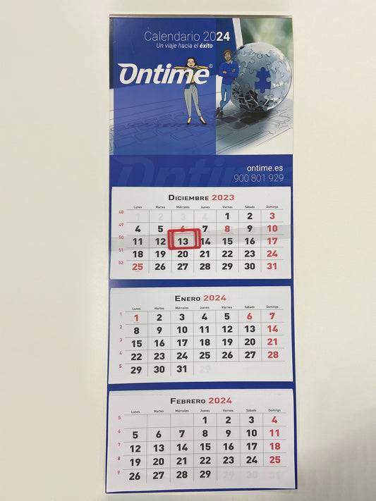 CALENDARIO ONTIME 2024 PARED 810MMx330