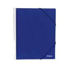 CARPETA 20 FUNDAS ESPIRAL DEQUA CON GOMAS Y SOBRE A4 TRANSLÚCIDO AZUL